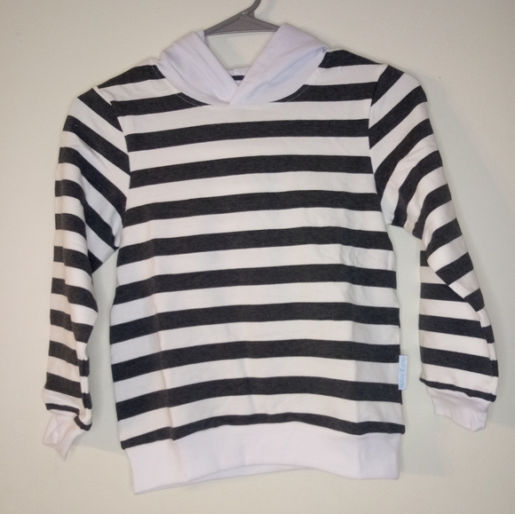 Kids charcoal gray and white striped Hoodie - Picture 7 of 9